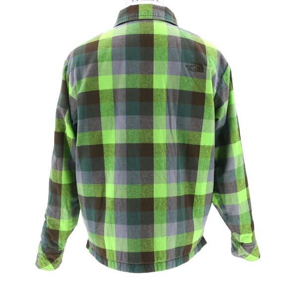 The North Face Reversible Flannel Insulated Shacket L Brown Green Plaid - Picture 4 of 10